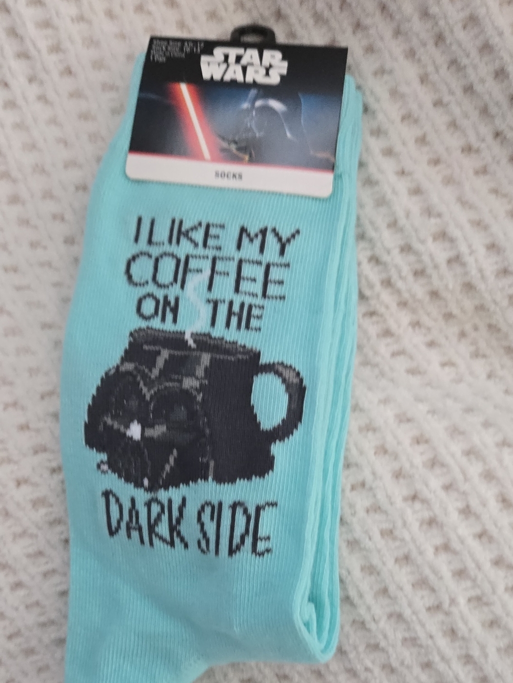Star Wars Men’s Aqua Novelty Socks with Black Graphic